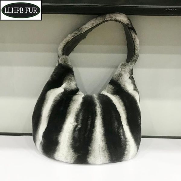 

new arrival fashion women real rex fur handbags winter fluffy female natural fur shoulder bag luxurious genuine bags1