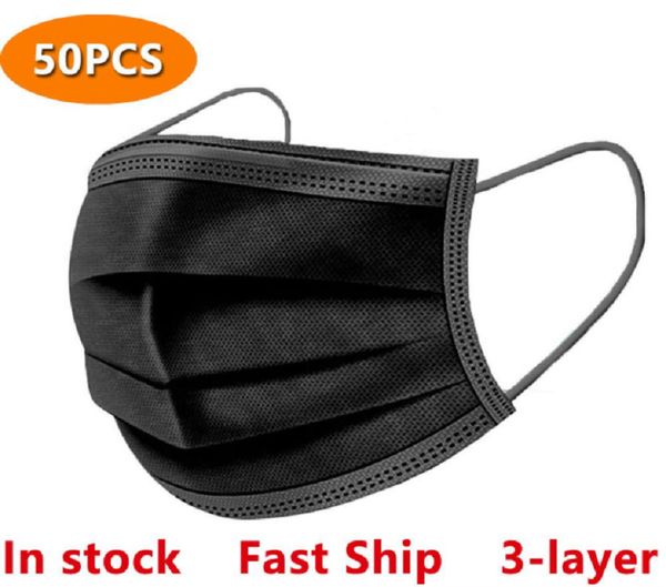 

women black disposable 3-layer face mask non-woven men fabric dustproof windproof respirator anti-fog dust-proof ou