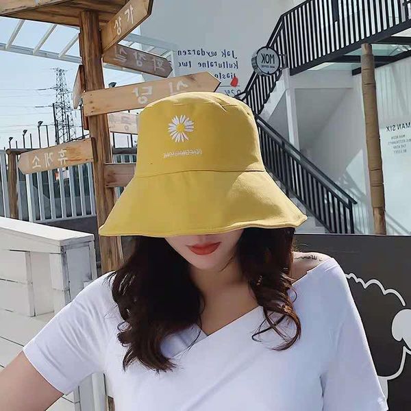 

wide brim hats panama for women spring daisy embroidered bucket hat women's flat cotton summer short cover outdoor sun, Blue;gray