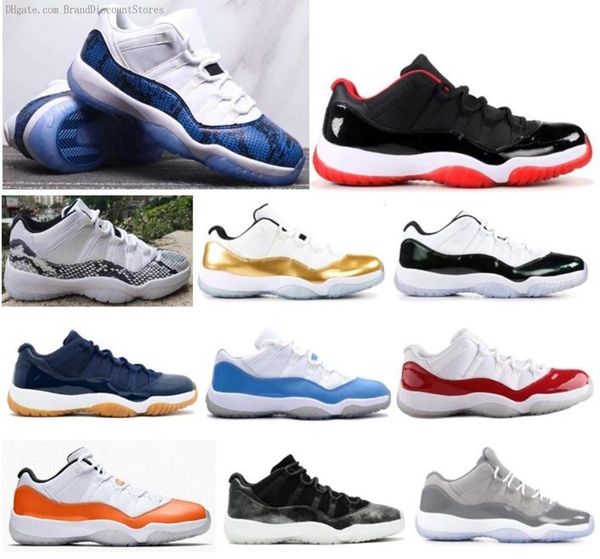 

new 11 low blue snakeskin bred closing ceremony navy gum shoes men 11s jumpman unc cherry varsity red emerald sneakers 7-13