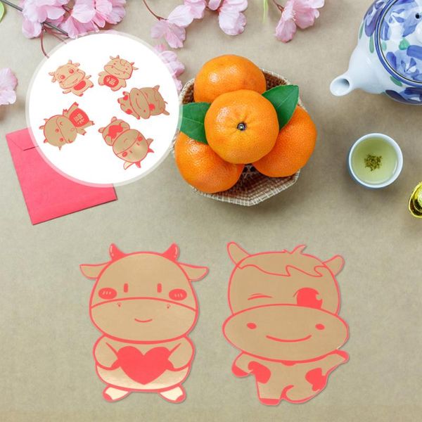 

10pcs chinese new year red envelopes lovely cattle money packets (golden)