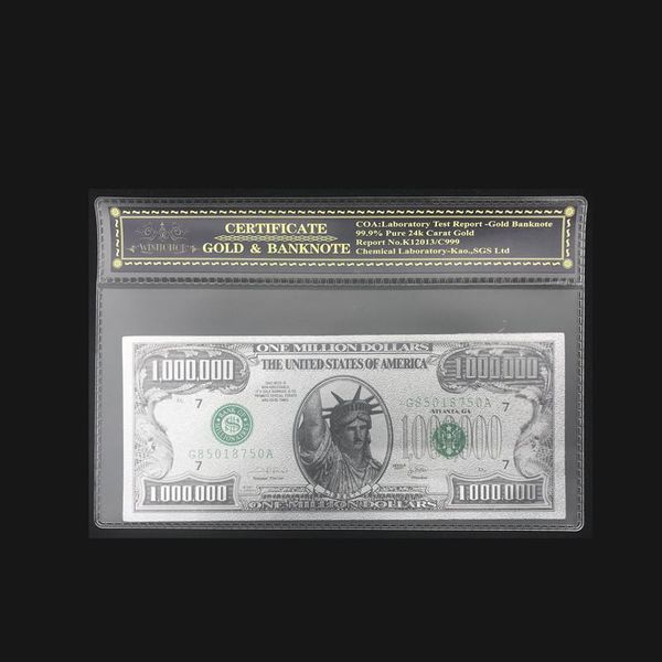 

wholesale color american banknotes one million dollars banknote in 24k gold plated with plastic coa frame for gifts wmtozf