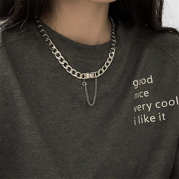 

chokers fashion style personality clavicle chain ins temperament simple hip-hop metal necklace cold bracelet accessories, Golden;silver