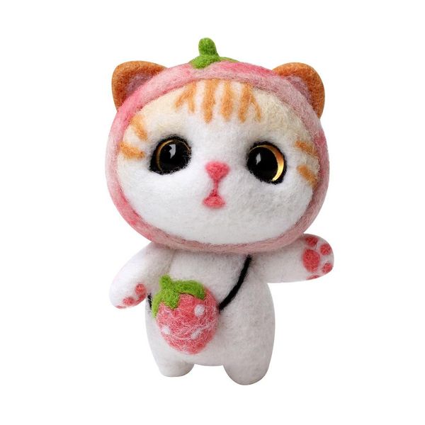 

1pcs fashion custom cat doll wool felt craft diy non finished poked set handcraft kit for needle material bag pack wmtvks