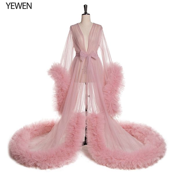 Robe De Soiree с длинным рукавом тюль вечеринка вечерние платья вечернее платья 2020 Sexy см. Через фотографическое платье для беременной женщины плюс размер LJ201118