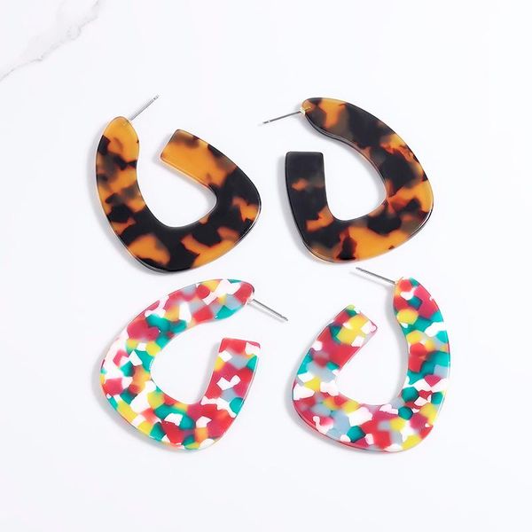 

fashion colorful resin acetate acrylic earrings irregular geometry statement earrings for women exaggerated ear jewelry brincos, Golden;silver