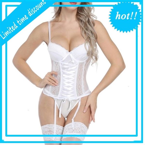 

women underwear shaper transparent lace mesh corset lingerie slim waist bustier push up corselet, Black;white
