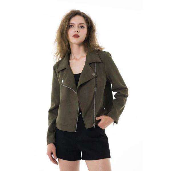

women's faux pu leather suede short jacket multy zipper motorcycle coat womens 2020 spring fashion biker jackets dropshipping, Black;brown