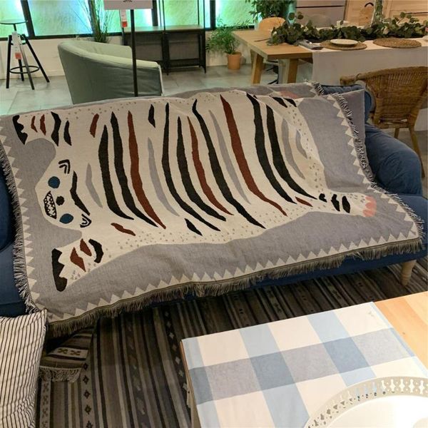 

blankets multifunction animal shape throw blanket nordic white tiger cover sofa home dust cobertor household decorative covers