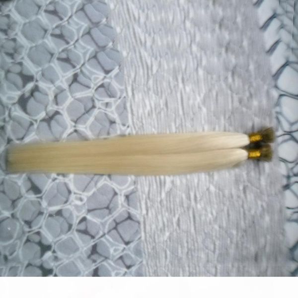 

remy human hair nail flat-tip hair extensions on capsule real hair #613 bleach blond 100g straight pre bonded, Black