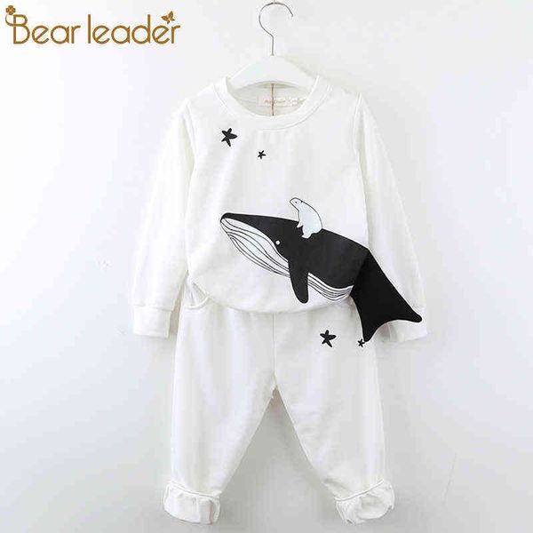 

bear leader kid clothing boy girls sets spring autumn long sleeve cartoon pattern t-shirt with casual pant 2pcs sports kid suit y220310, White