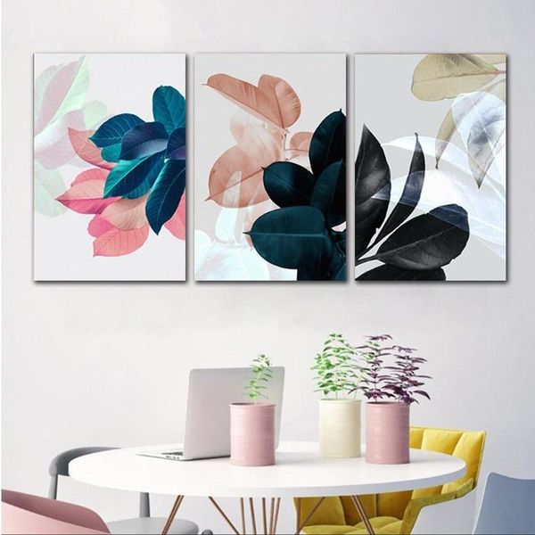 

nordic plants poster wall art colorful leaves pictures for living room home decoration canvas painting posters and prints