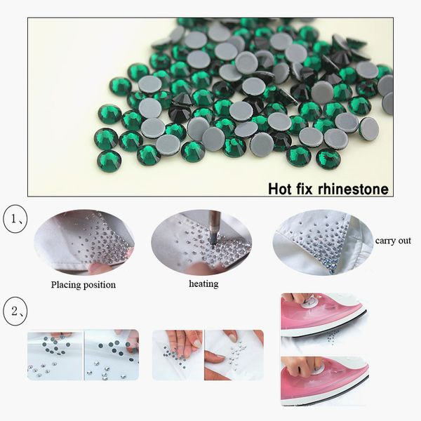 Diamantes soltos jato hematita Fix quente Fix Rhinestones Ferro de vidro de cristal em strass para roupas Decoração de casamento SS6-SS30