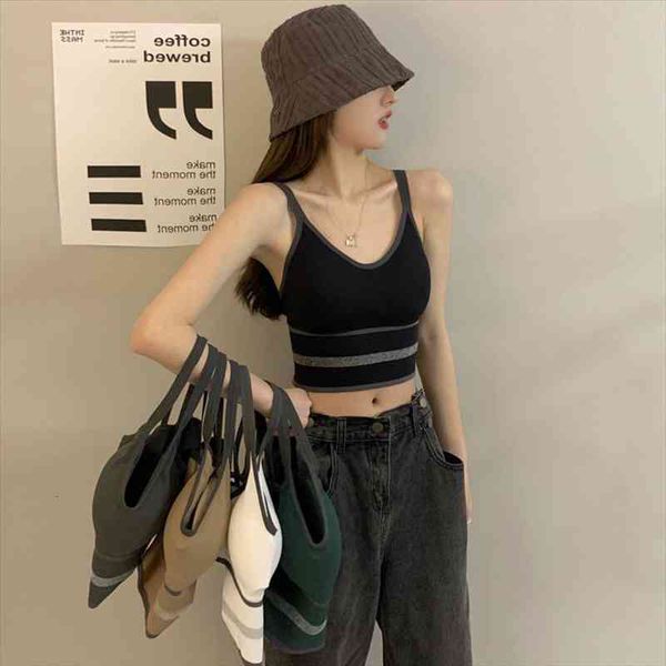 

5colors korean style camisole women elastic tank female summer sleeveless slim crop womens with bras c1615, White