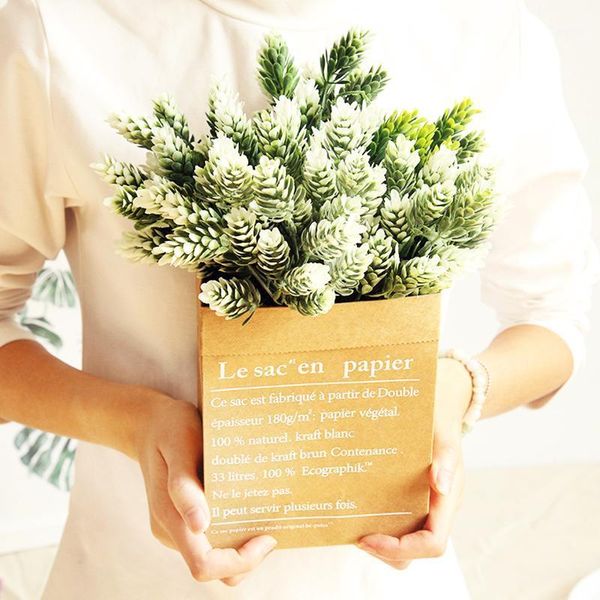 

wedding decoration 21head artificial pine cone flowers home diy table decoration pineapple grass party flower branch1