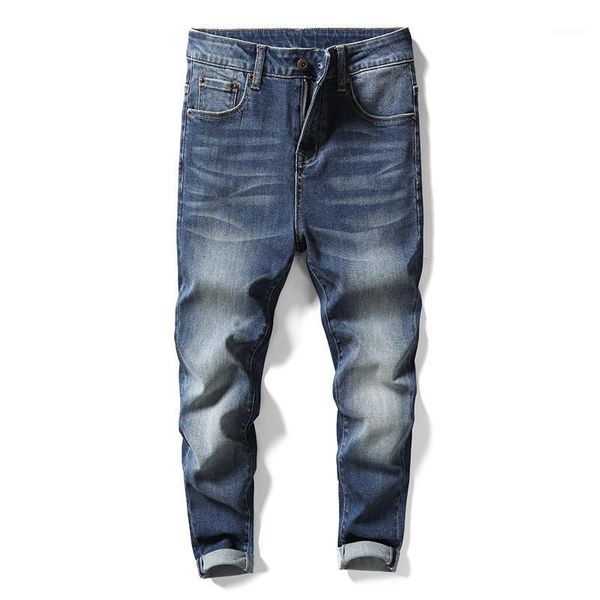

voreloce classic retro trend men's thick denim jeans brand clothing high-quality comfortable cotton stretch slim pencil pants1, Blue