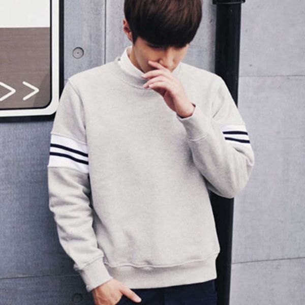 

and winter baseball uniform long autumn sleeve sweater round neck color contrast match slim men's top, Gray