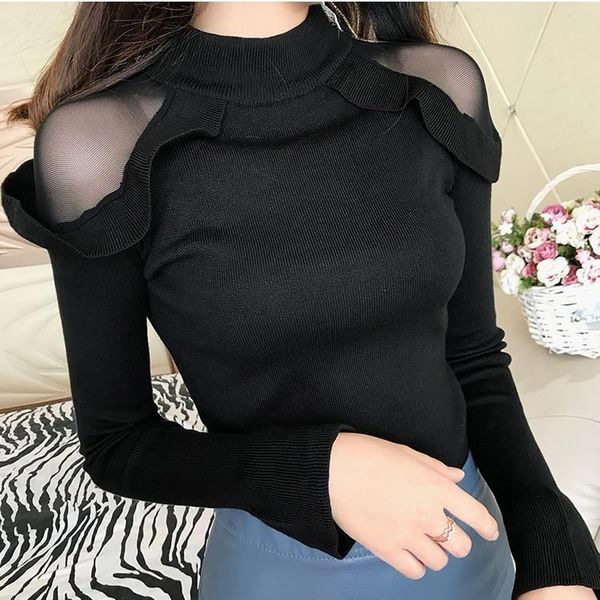 

jumper long sleeve sweet mesh sweater new spring 2020, White;black