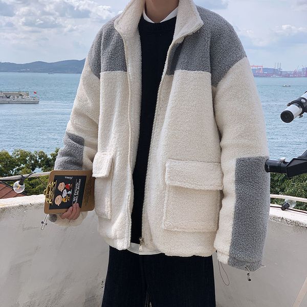 

new winter 2021 just arrived coat beautiful tide in student style male wool black fleece clothes 4bs1