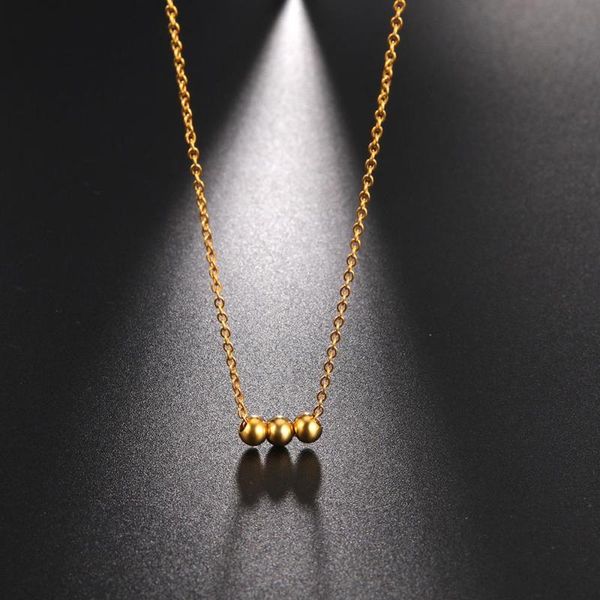 

my shape metal beads pendant necklaces for women simple stainless steel necklace choker link chain fashion jewelry bijoux femme, Silver