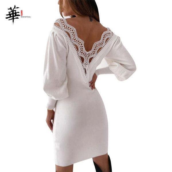 

casual dresses long sleeve dress v neck backless lace autumn fall mini women for party bodycon, Black;gray