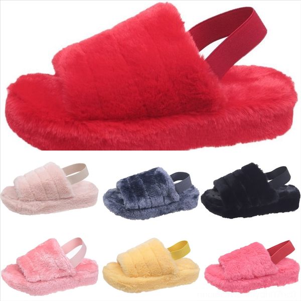 

t2xc warm plush indoor slippers men slipper home floor slipper soft faux plush suede for kid fur shoes lovers new house mute slides, Black