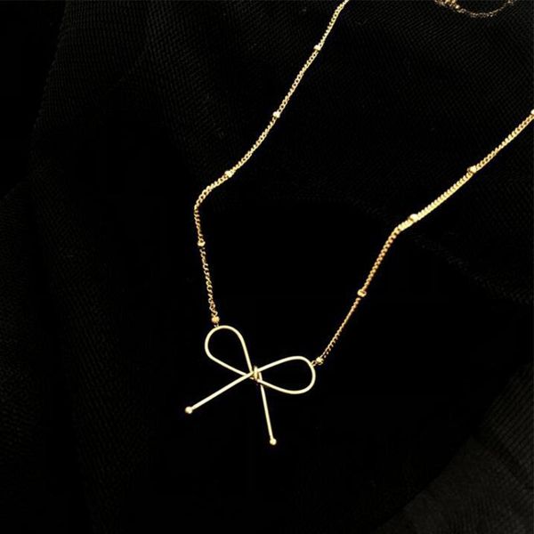 

chokers 316 stainless steel necklace choker for women ladies shaped bowknot trendy accessories gold color necklaces femme jewelry gift, Golden;silver