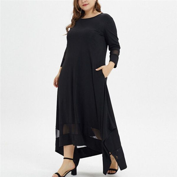 

dress loose women casual solid long sleeve boho vintage ethnic autumn muslim long maxi dresses plus size retro vestido mujer1, Black;gray