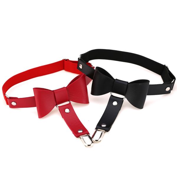 

single clip bow suspender garter belt leg harness for women gothic punk harajuku wedding gift party bridal accessories, Black;white