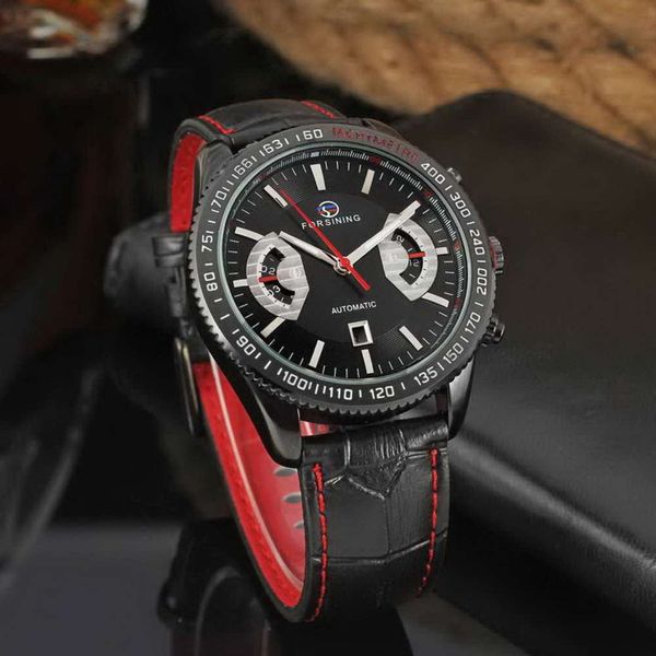 

week selling fusini forsing calendar flywheel men's belt automatic mechanical watch men's watch, Slivery;brown