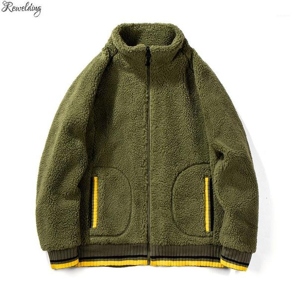 

autumn winter contrast color lamb wool hoodies men fashion thicken long sleeve man zipper jackets sweatshirt warm cardigan coat1, Black