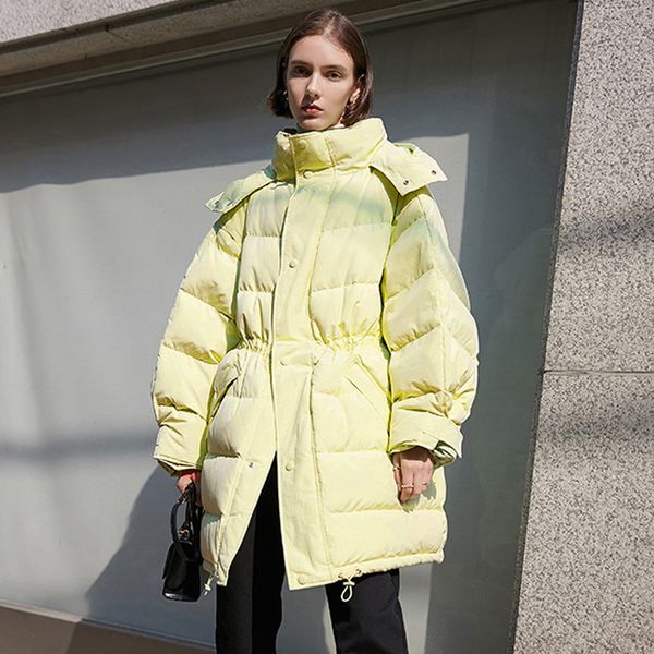 

janveny women's winter down jacket hooded long parkas 2020 white duck down jacket women puffer coat thick warm feamel coats c1204, Black