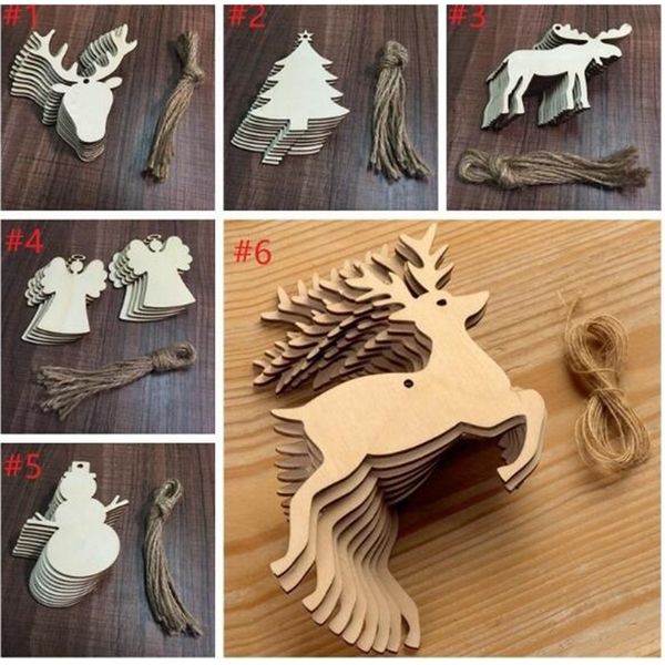 

chip ornaments wood 10 snowman pcs/lot tree deer socks hanging pendant christmas decoration xmas gift crafts wx9-123