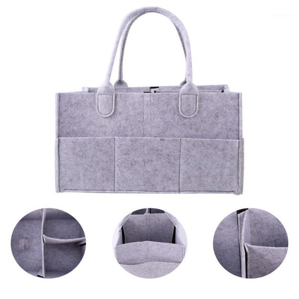 

diaper bags travel mommy bag felt baby caddy portable nursery tote organizer storage basket (light grey)1