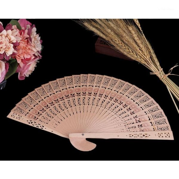 

chinese vintage wooden bamboo folding flower hand fan wedding party summer favor1