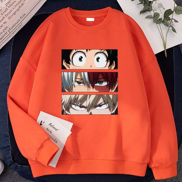 

anime my hero men hoodies prints fashion streetwear crewneck sweatshirt pullover casual men's clothes y0120, Black