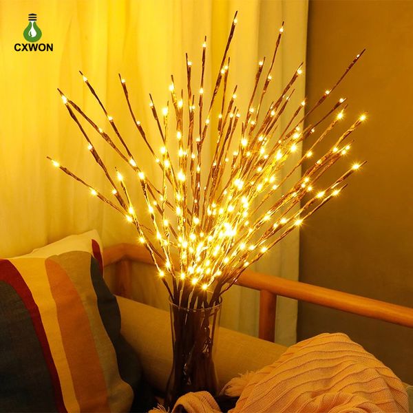 Светодиодные лампы Willow Branch 20LEDs Twig Свет Tall Vase Filler вербы свет шнура Для дома украшения сада