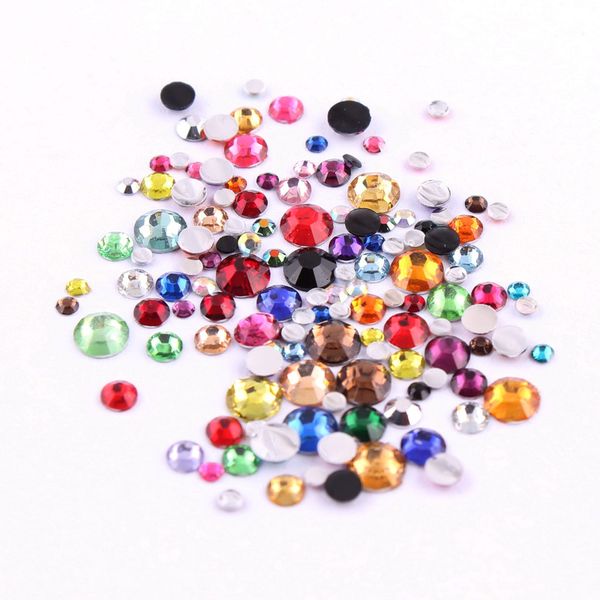 

2,3,4,5mm resin rhinestone mix color and size round flatback glue on stones for diy nail art, Silver;gold