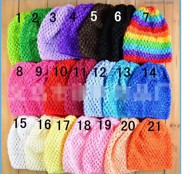 

colorful beanie crochet baby 6" hats 14 colors infant handmade knit waffle hat string wheat caps newborn cap