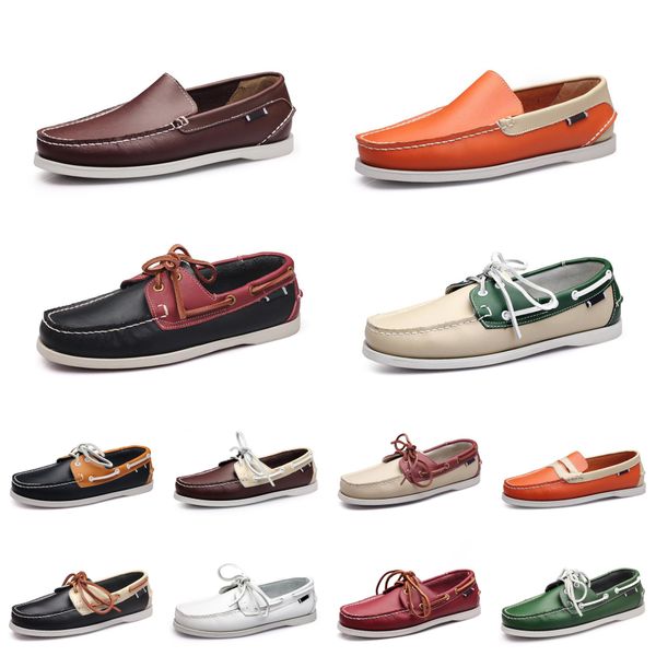 

men casual shoes loafers leather outdoor sneakers bottom low cut mens classic triple black orange gr