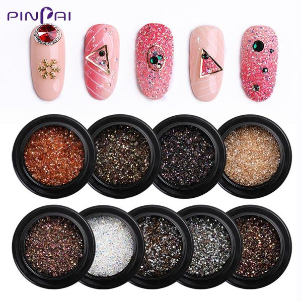 

9 colors 1.1mm crystal nail rhinestones colorful ab color micro mini glass rhinestones for 3d nail art decoration manicure tools, Silver;gold