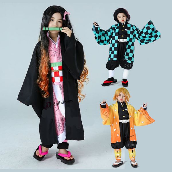 

anime costumes kids cosplay anime demon slayer kimetsu no yaiba kamado nezuko cosplay costume kids kimono halloween costume for kids girls b, Black
