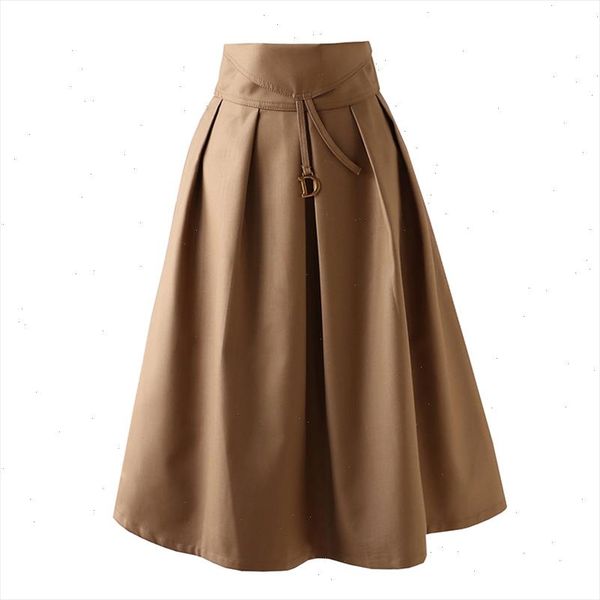 

autumn and winter new womens fashion retro hepburn high waist pleated drop wide swing skirt and calf puff skirt, Black