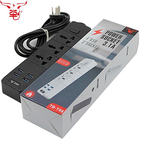 

power strip smart eu uk us plug 110-250v 3000w fast charging socket 4 usb universal socket plug