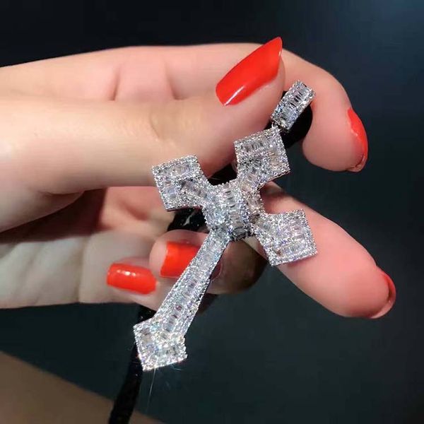 Handmade Christianity Cross Colentans Sona Diamond Painting Full Real 925 Стерлинговое серебро 925 Свадебное Ожерелье для женщин Изящные Ювелирные Изделия Четыре стиля