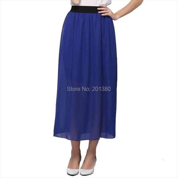 

solid women chiffon skirt long summer style 20 colors, Black