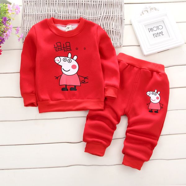 

children's clothing, girls, boys girls 2019 autumn winter plus pigs, paige, two pieces of warm and lovely, White