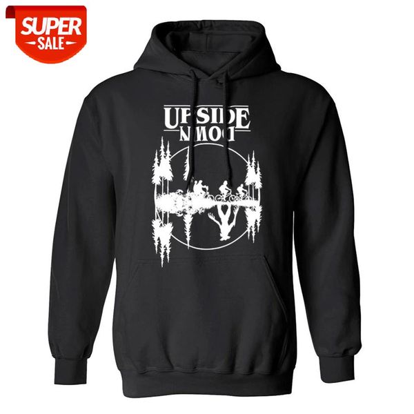 

jklpolq man hooded clothes stranger things bicycle hoodies upside down men full sleeve sweatshirts fashion pullovers hip hop #s23n, Black