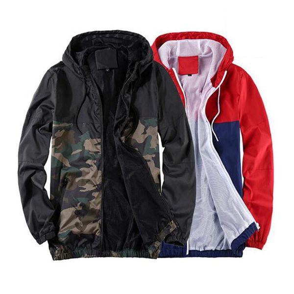 

spring autumn men's jackets long sleeve camouflage hooded coats casual zipper male windbreaker men brand clothing, Black;brown