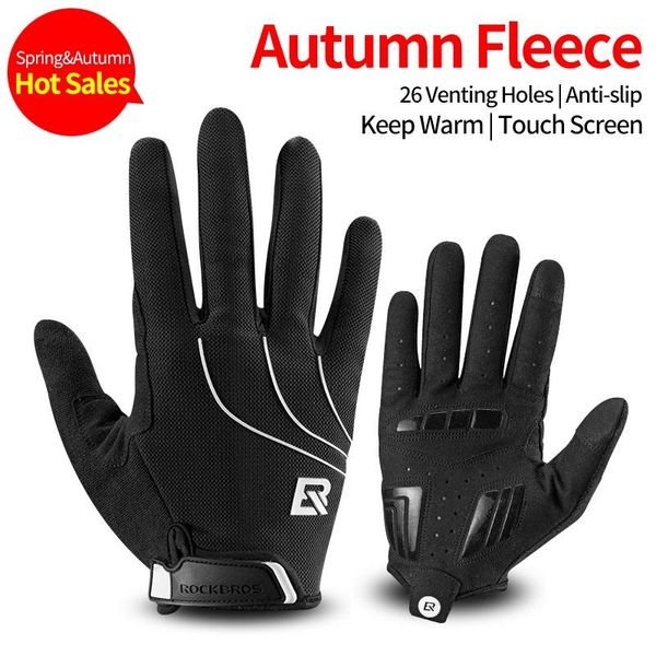 

rockbros windproof cycling gloves touch screen riding mtb bike bicycle gloves thermal warm motorcycle winter autumn bike gloves wmtlzh, Black